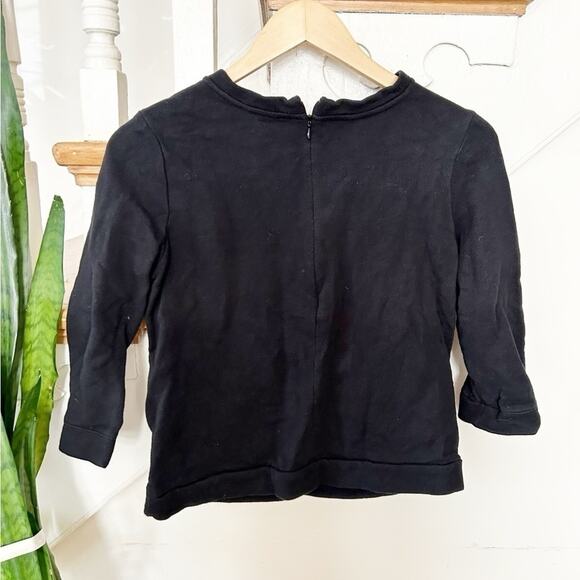 Ann Taylor Black Floral Print 3/4 Sleeve Crewneck Back Zip Sweater Size PS - Picture 5 of 5
